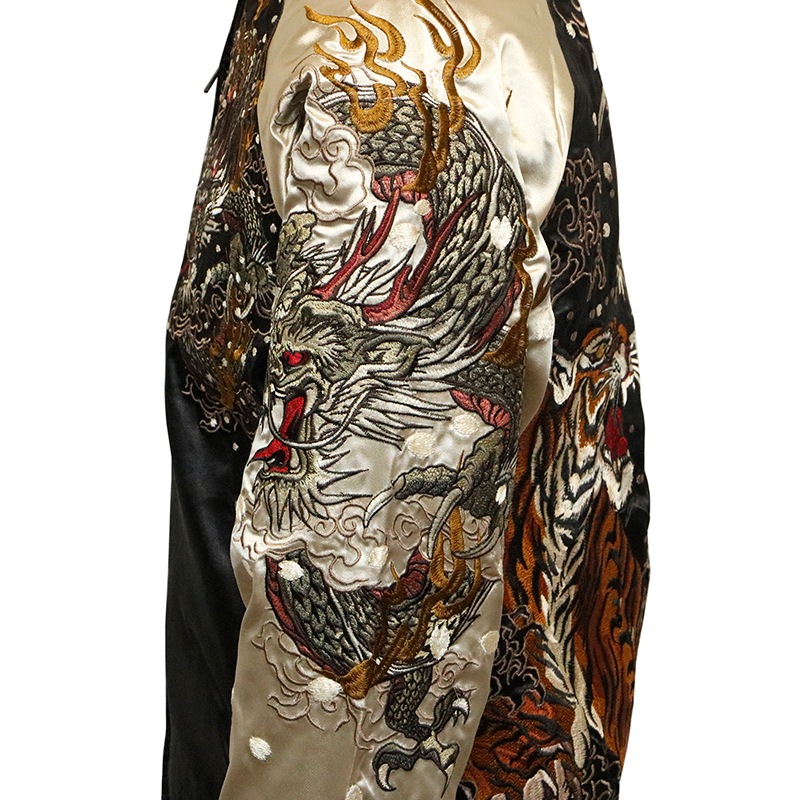 名作　華鳥風月　サイズM リバーシブル　龍虎刺繍　スカジャン 華鳥風月 かちょうふうげつ 龍虎 柄 刺繍 和柄 スカジャン（ 3051801