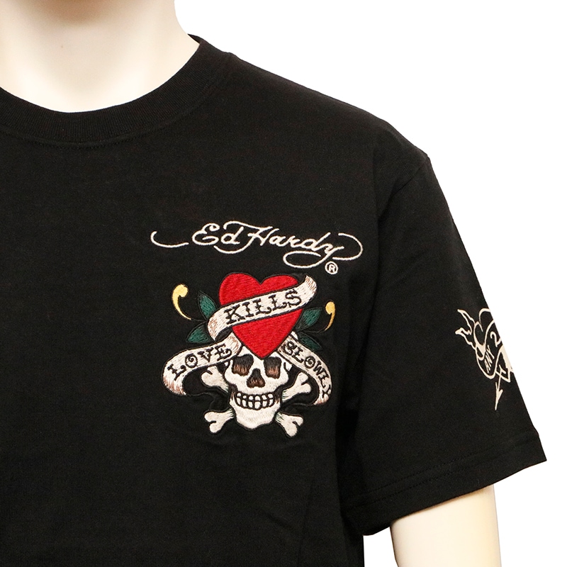 y2k✨️00s Ed Hardy 名作 ラブキル スカル 両面ロゴ ピチT Ed Hardy系 スカル お兄系 ダークコア Tシャツ y2k 00s - メルカリ
