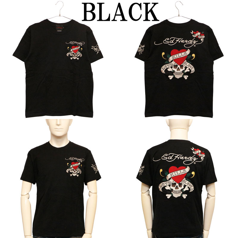 ED HARDY エドハーディー ラブキル 刺繍 半袖 Tシャツ （ EDH