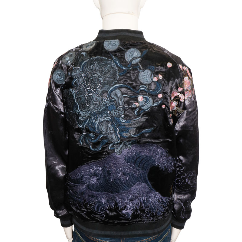 絡繰魂 粋/カラクリダマシイ イキ 風神雷神 柄 刺繍 和柄スカジャン