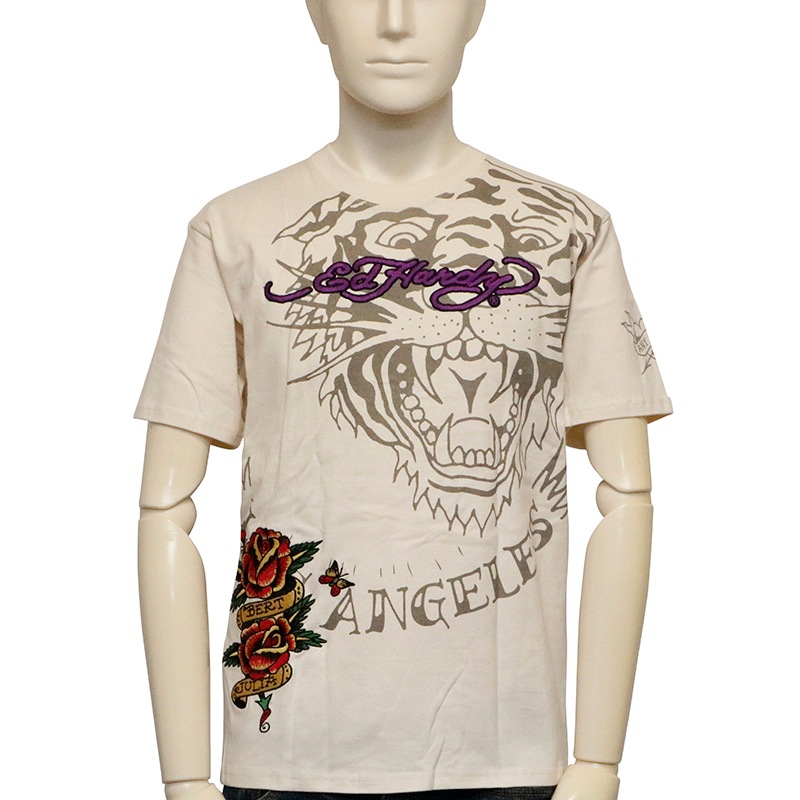 Ed Hardy エドハーディー Tシャツ ベイビーティー 白 タイガー ED HARDY エドハーディー タイガー タトゥー 天竺 半袖 Tシャツ