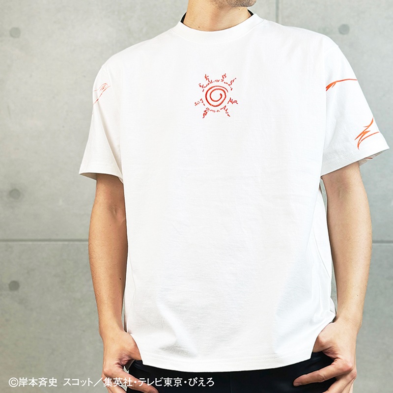 絡繰魂 × NARUTO ナルト×クラマ 柄 刺繍 半袖 Tシャツ （ 242003