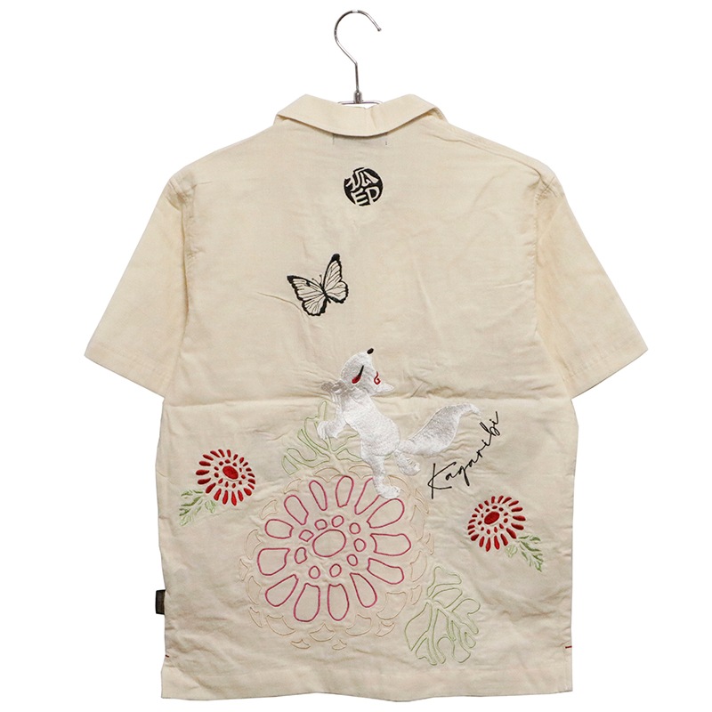 【セール中❤️】M.&KYOKO⭐️アート刺繍 半袖Tシャツ ブルー 日本製 Red Bull(レッドブル) x HONDA x fragment design x