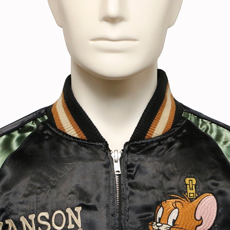 VANSON × TOM＆JERRY トムとジェリー 刺繍 リバ－シブル スカジャン