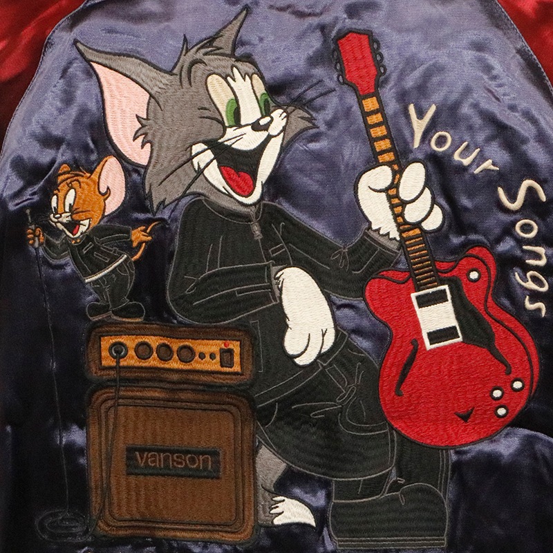 VANSON × TOM＆JERRY トムとジェリー 刺繍 リバ－シブル スカジャン