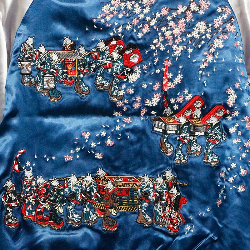 JAPANESQUE ジャパネスク 狐の嫁入り 柄 刺繍 和柄 リバーシブル