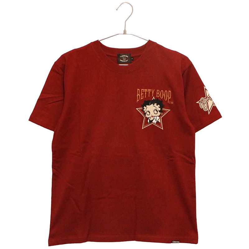 THE BRAVEMAN×BETTY BOOP ベティーブープ 天竺 半袖Tシャツ bbb-2528 THE BRAVEMAN × BETTY BOOP バイク × ベティ 柄 刺繍 天竺 半袖 T