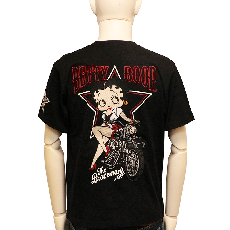 THE BRAVEMAN × BETTY BOOP バイク × ベティ 柄 刺繍 天竺 半袖 T