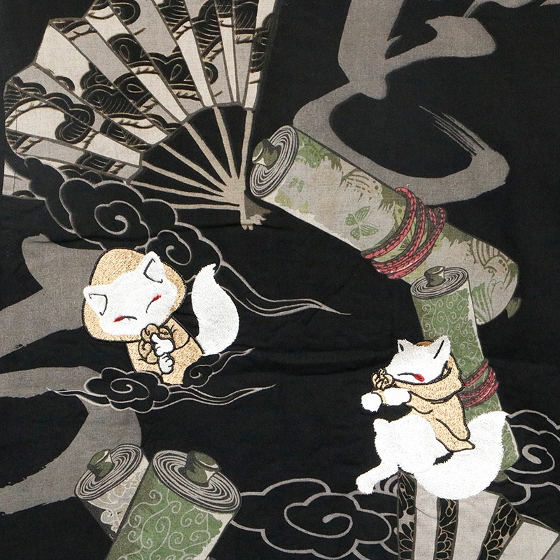 今昔 KON-JAKU こんじゃく 忍々 柄 刺繍 半袖シャツ （ KJ-26019