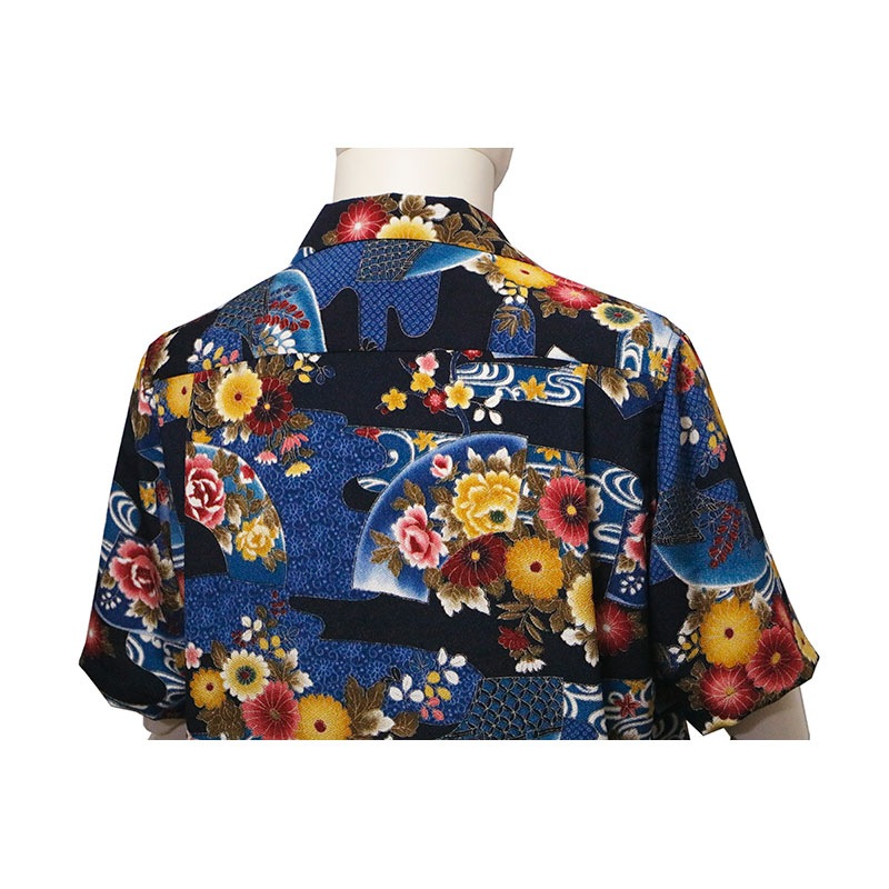 BSCギャラリー京都 オリジナル 菊水 柄 縮緬 和柄 アロハシャツ