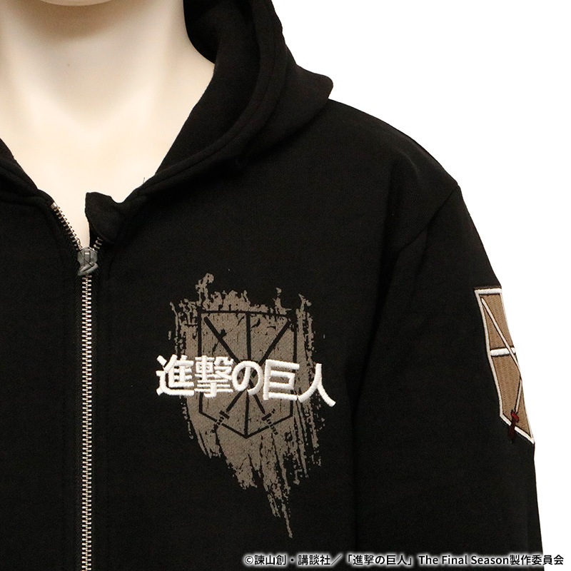 進撃の巨人 Attack on Titan 訓練兵団 エレン × ミカサ 刺繍 ZIP UP