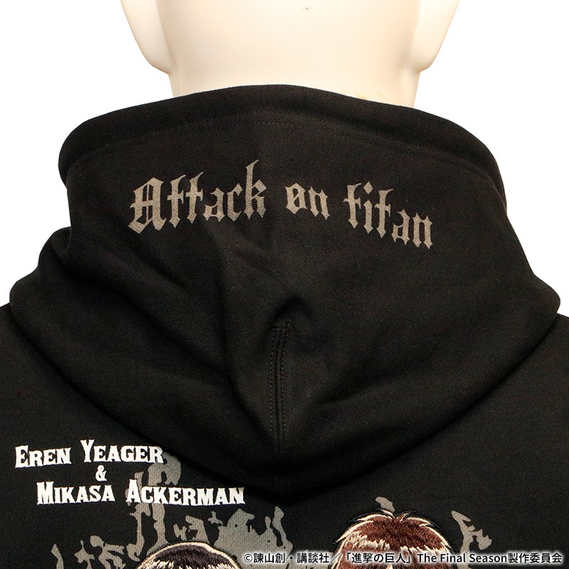 進撃の巨人 Attack on Titan 訓練兵団 エレン × ミカサ 刺繍 ZIP UP