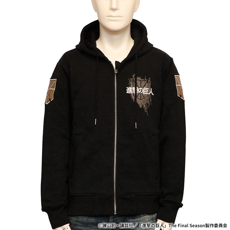 進撃の巨人 Attack on Titan 訓練兵団 エレン × ミカサ 刺繍 ZIP UP