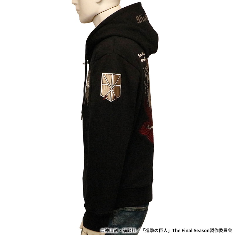 進撃の巨人 Attack on Titan 訓練兵団 エレン × ミカサ 刺繍 ZIP UP