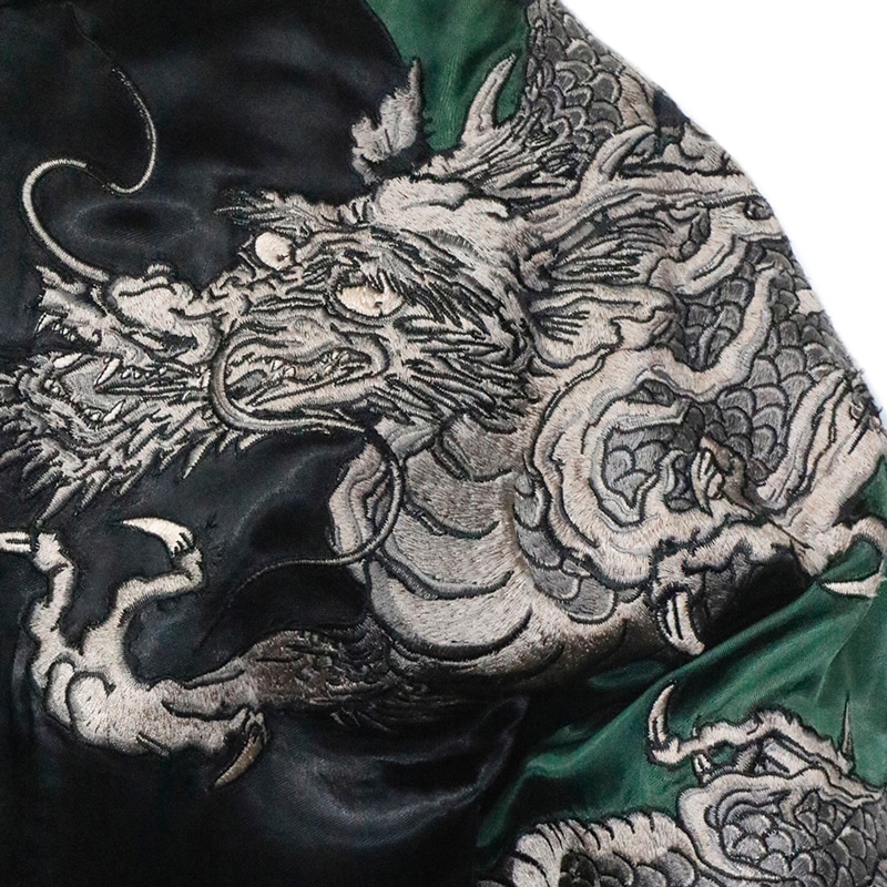 花旅楽団 スカジャン 龍 レーヨン100% リバーシブル XL