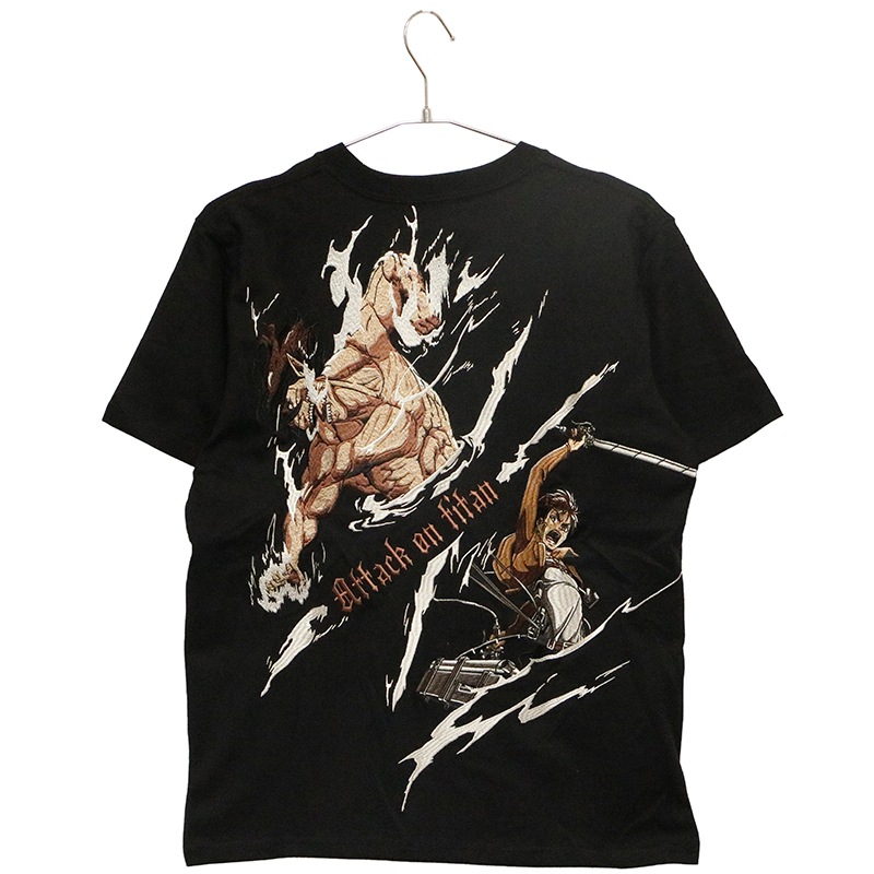 進撃の巨人 Attack on Titan エレン × 進撃の巨人 刺繍 半袖 Tシャツ 