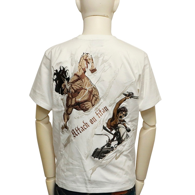 進撃の巨人 Attack on Titan エレン × 進撃の巨人 刺繍 半袖 Tシャツ
