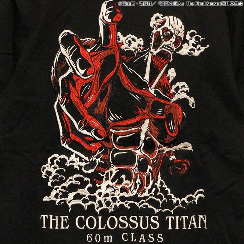 進撃の巨人 Attack on Titan 超大型巨人 刺繍 半袖 Tシャツ