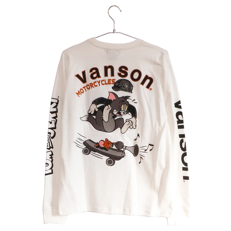 VANSON × TOM＆JERRY トムとジェリー 刺繍 天竺 長袖 Tシャツ