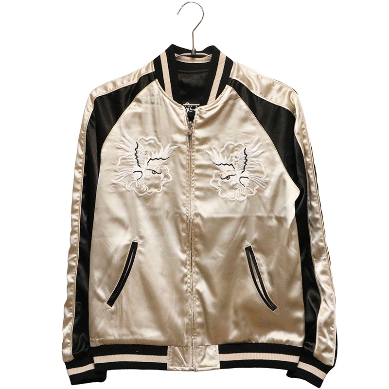 JAPANESQUE ジャパネスク 龍と日本地図 刺繍 リバーシブル スカジャン