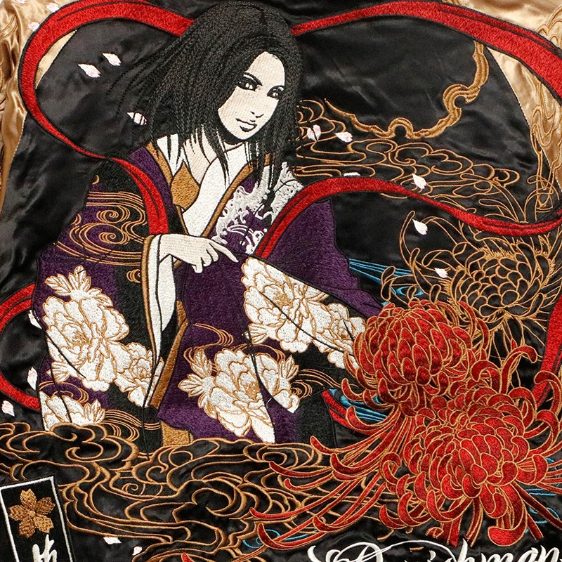抜刀娘 ばっとうむすめ 葵 天女 柄 和柄 リバーシブル スカジャン