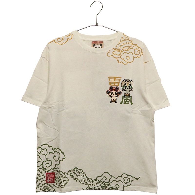 PANDIESTA JAPAN 子熊猫 風神雷神 刺繍 半袖 Tシャツ （ 526225