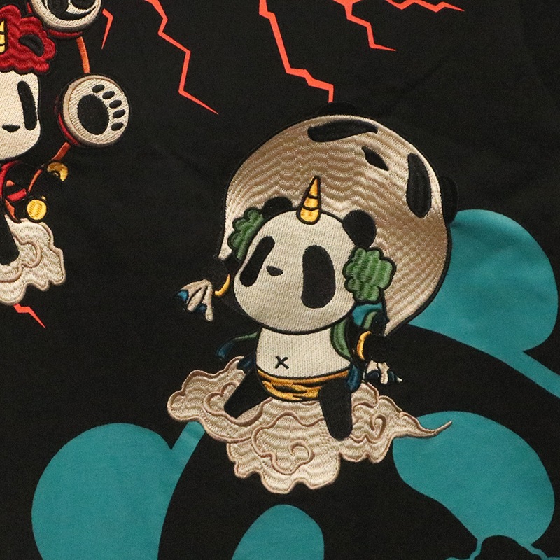 PANDIESTA JAPAN 子熊猫 風神雷神 刺繍 半袖 Tシャツ （ 526225