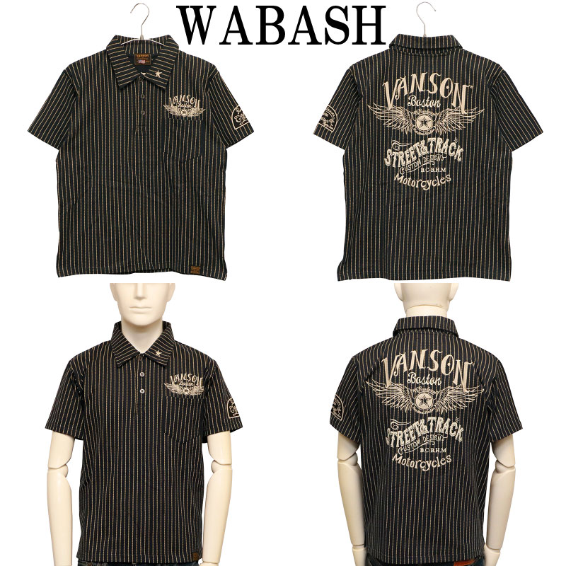 VANSON バンソン ウィングスター 刺繍 天竺 半袖 ポロシャツ （ NVPS