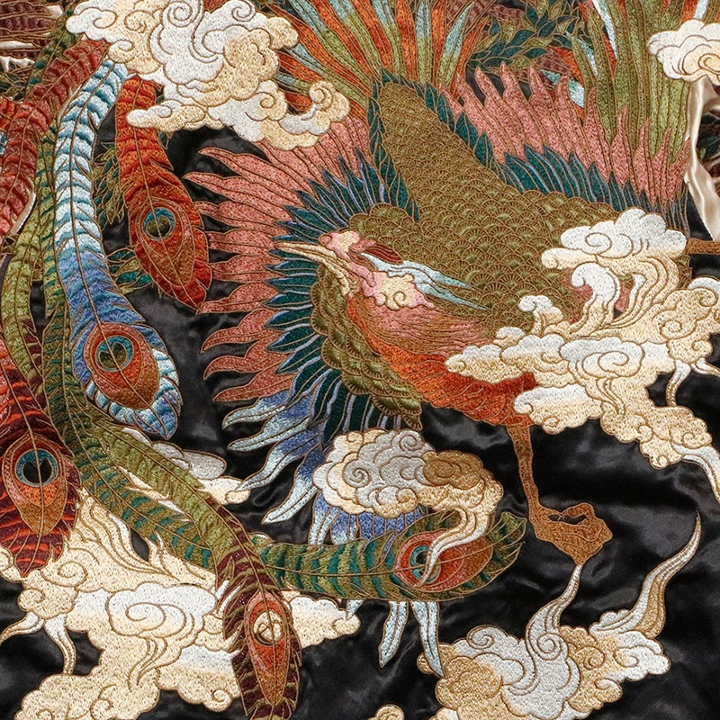 絡繰魂 粋 からくりだましい いき 古ノ鳳凰 柄 刺繍 和柄 リバ－シブル
