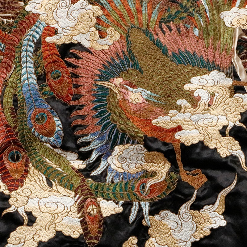 絡繰魂 粋 からくりだましい いき 古ノ鳳凰 柄 刺繍 和柄 リバ－シブル