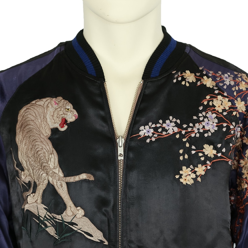 花旅楽団/ハナタビガクダン 滝富士白虎 柄 刺繍 和柄スカジャン （SSJ