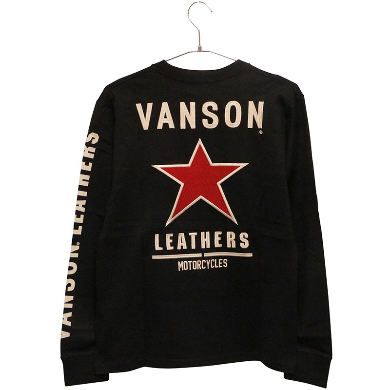 VANSON ワンスター ロゴ 柄 刺繍 天竺 長袖 Tシャツ （ NVLT