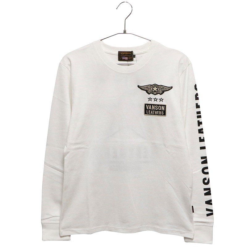 VANSON ワンスター ロゴ 柄 刺繍 天竺 長袖 Tシャツ （ NVLT-2401