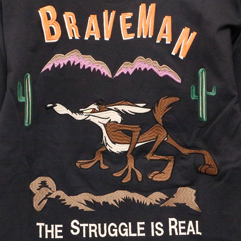 THE BRAVEMAN×LOONEY TUNES ワイリー・コヨーテ 刺繍 天竺 長袖 T