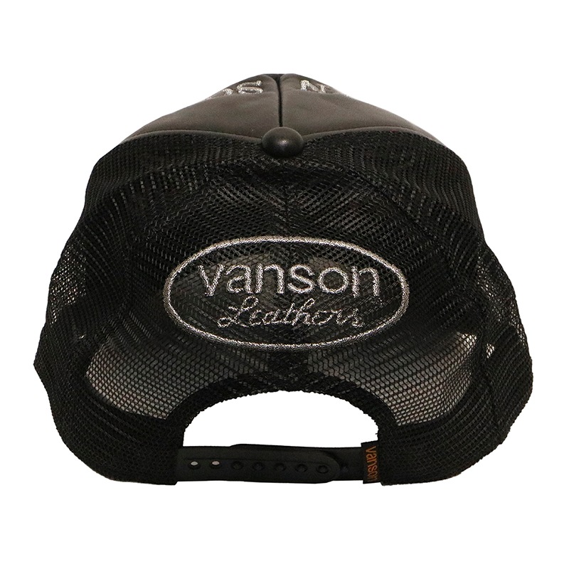 VANSON バンソン クロスボーンスカル 柄 刺繍 PU メッシュ