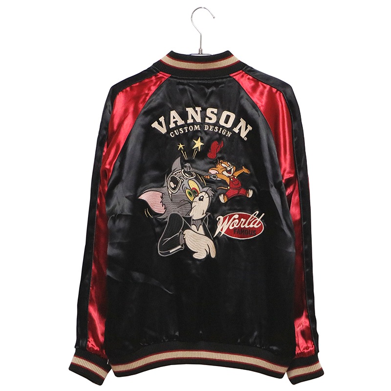 VANSON × TOM＆JERRY トムとジェリー 刺繍 リバ－シブル スカジャン