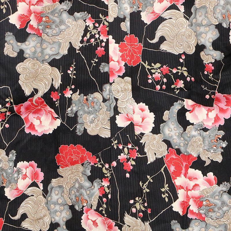 衣櫻 ころもざくら 唐獅子牡丹 柄 レギュラーカラー 和柄 長袖 シャツ