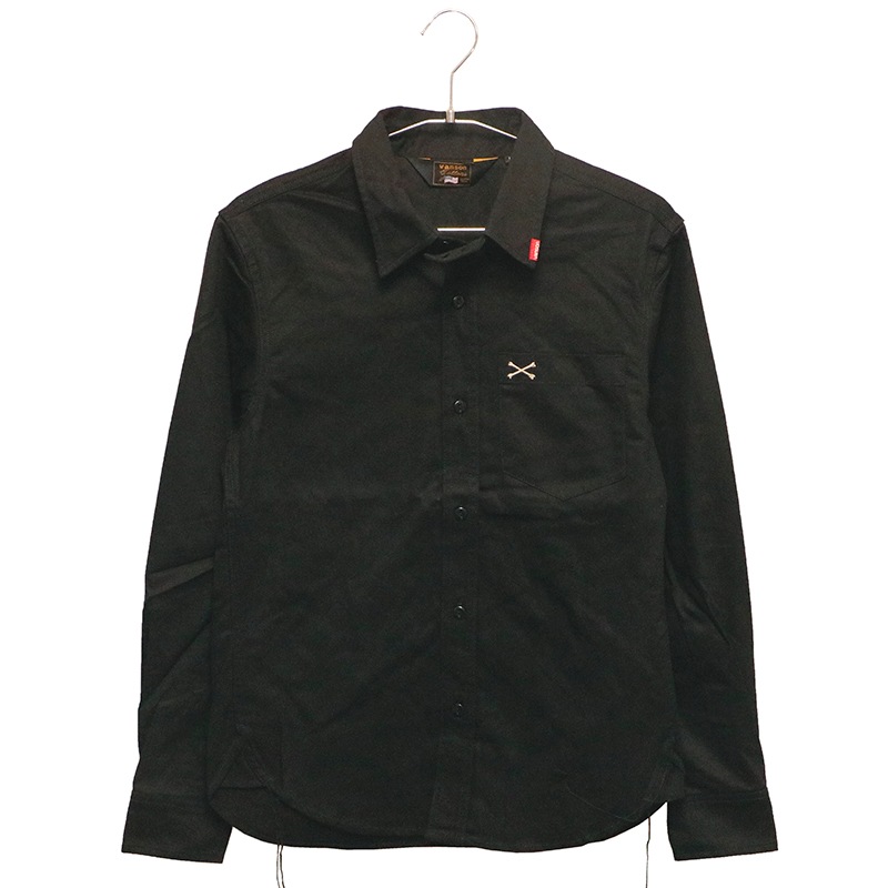 VANSON バンソン ワンポイント 刺繍 ツイル 長袖シャツ （ NVSL-803