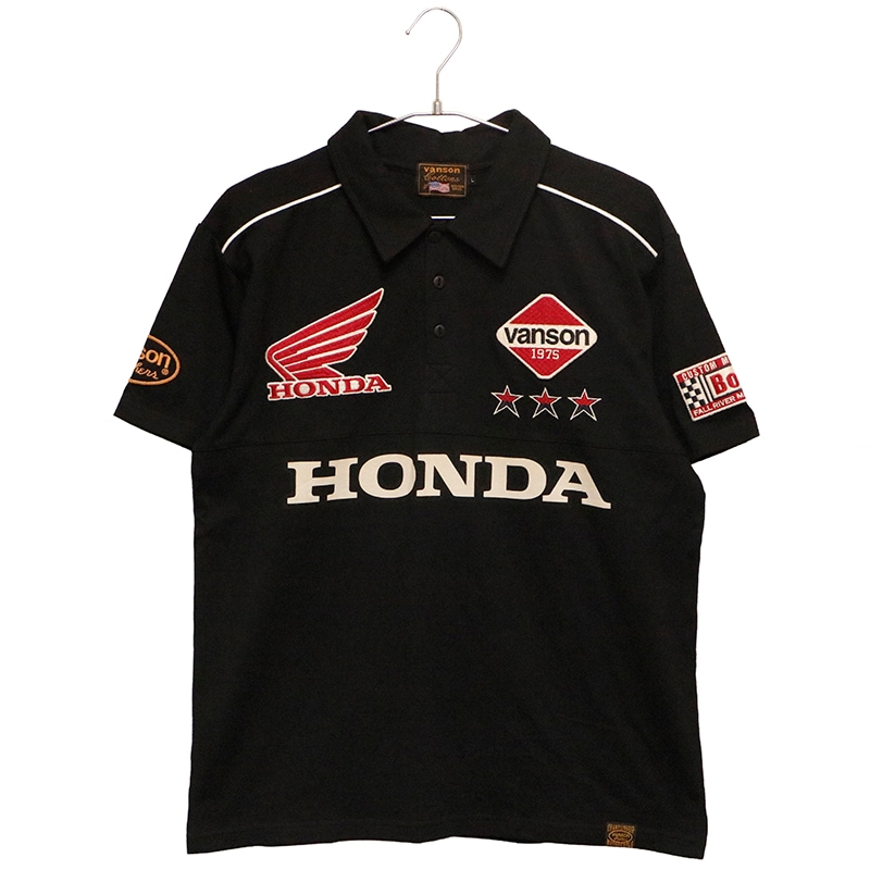 VANSON×HONDA バンソンロゴ × ホンダロゴ 刺繍 天竺 半袖