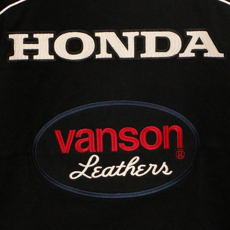 VANSON×HONDA バンソンロゴ × ホンダロゴ 刺繍 天竺 半袖 ポロシャツ