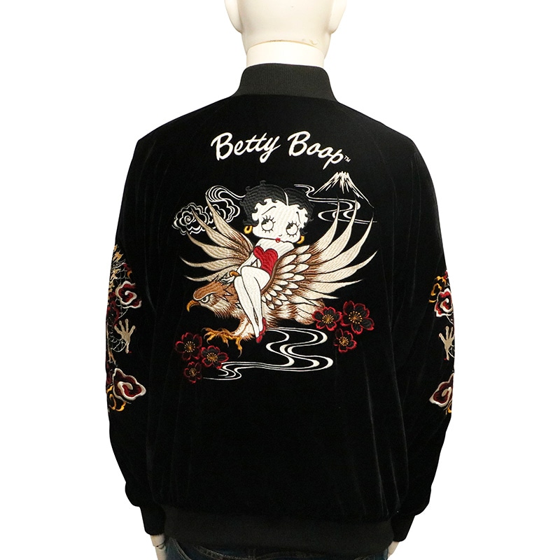 焼肉王 タグ付き・未使用品 BETTY BOOP 刺繍スカジャン バイク BETTY BOOP ベティブープ ベティちゃん スカジャン 刺繍 長袖 アウター