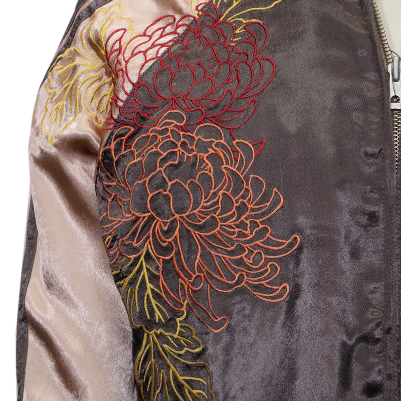 花旅楽団/ハナタビガクダン 芸者柄 刺繍 和柄スカジャン （SSJ-516