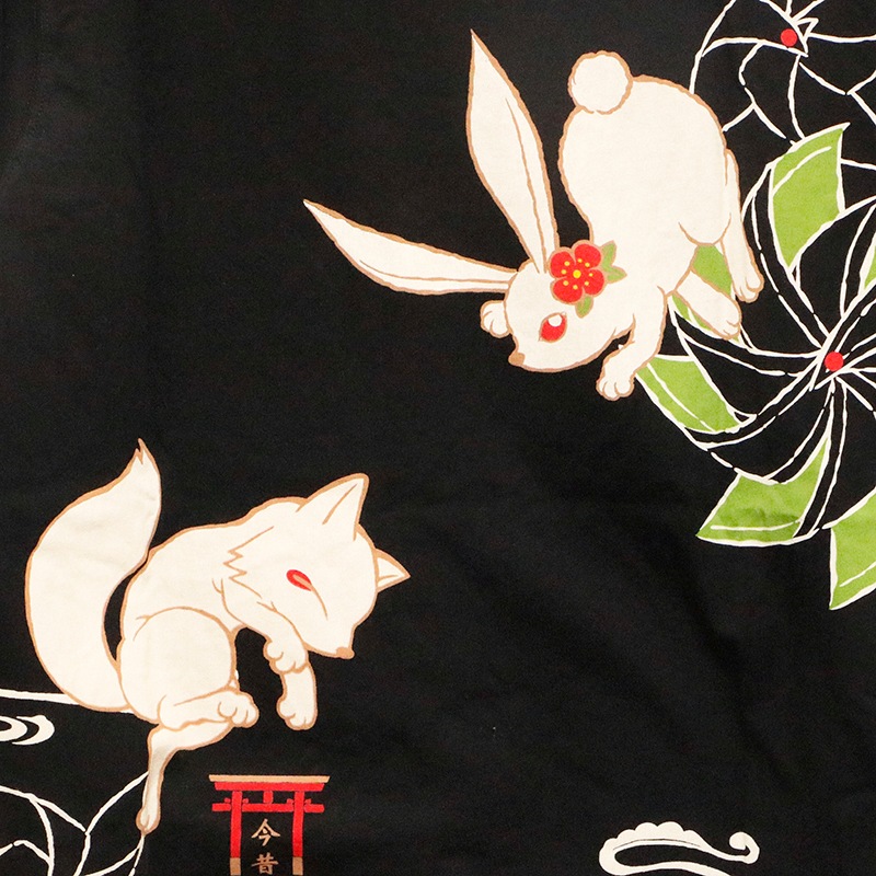 Jくん様 今昔 KON-JAKU 風車に今年の干支(兎) 和柄 半袖Tシャツ ( KJ