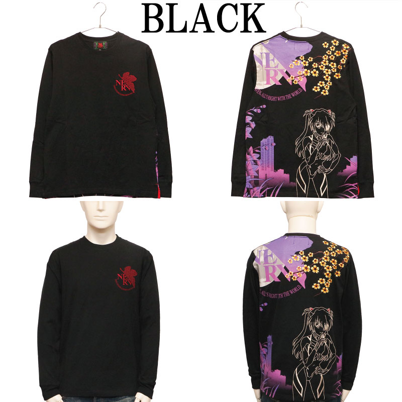 式波アスカ様 VULTURES グラフィック長袖カットソー 錦 nishiki × EVANGELION 枝垂れ桜 × アスカ ラングレー 柄 和柄