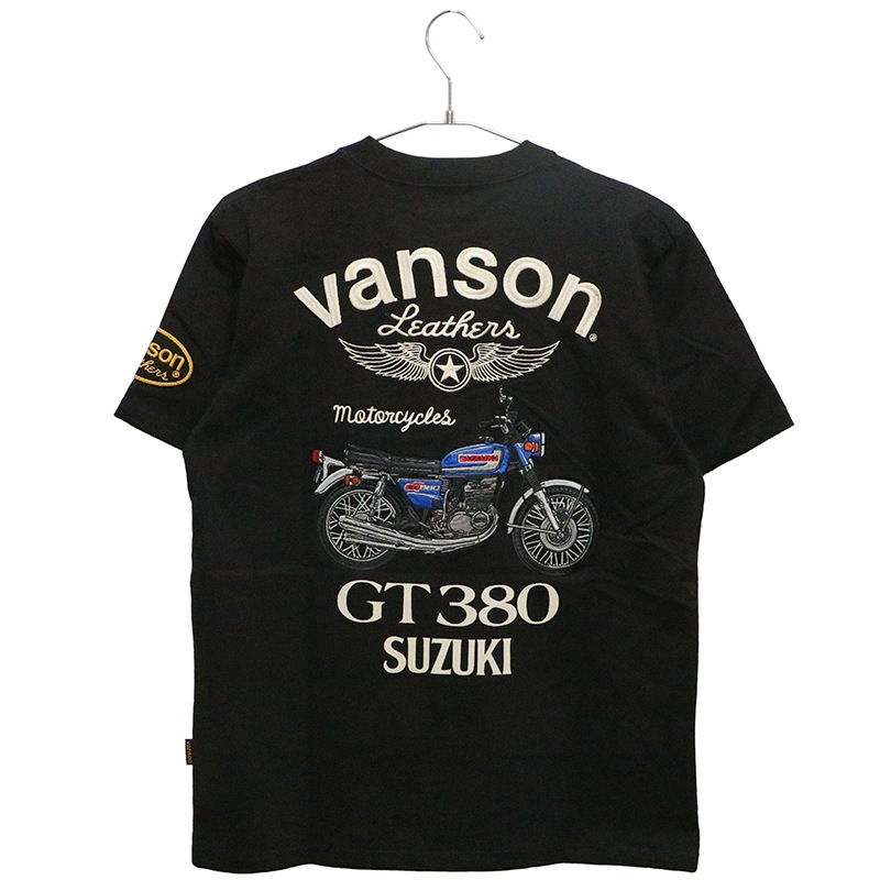 VANSON×SUZUKI GT380 柄 刺繍 天竺 半袖 Tシャツ （ SMV-2401