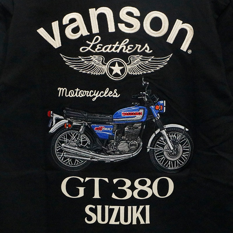 VANSON×SUZUKI GT380 柄 刺繍 天竺 半袖 Tシャツ （ SMV-2401