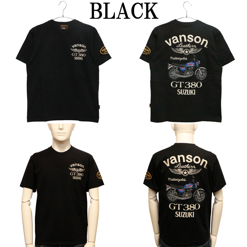 VANSON×SUZUKI GT380 柄 刺繍 天竺 半袖 Tシャツ （ SMV-2401