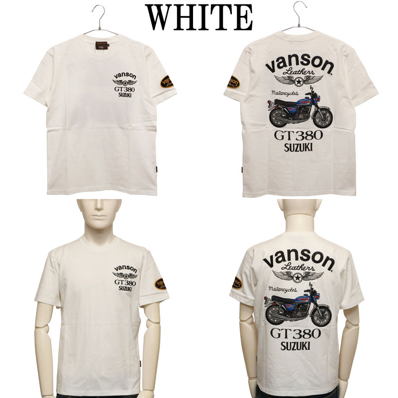 VANSON×SUZUKI GT380 柄 刺繍 天竺 半袖 Tシャツ （ SMV-2401