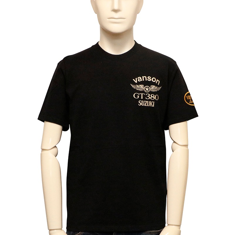 VANSON×SUZUKI GT380 柄 刺繍 天竺 半袖 Tシャツ （ SMV-2401