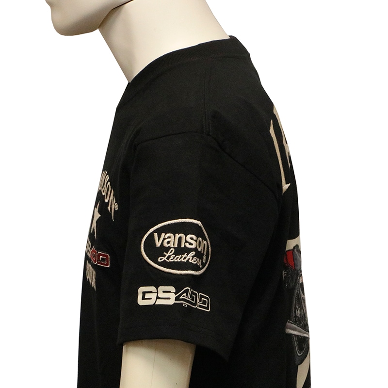 VANSON×SUZUKI 旧車 GS400 柄 刺繍 天竺 半袖 Tシャツ ( SMV VANSON×SUZUKI 旧車 GS400 柄 刺繍 天竺 半袖 Tシャツ ( SMV